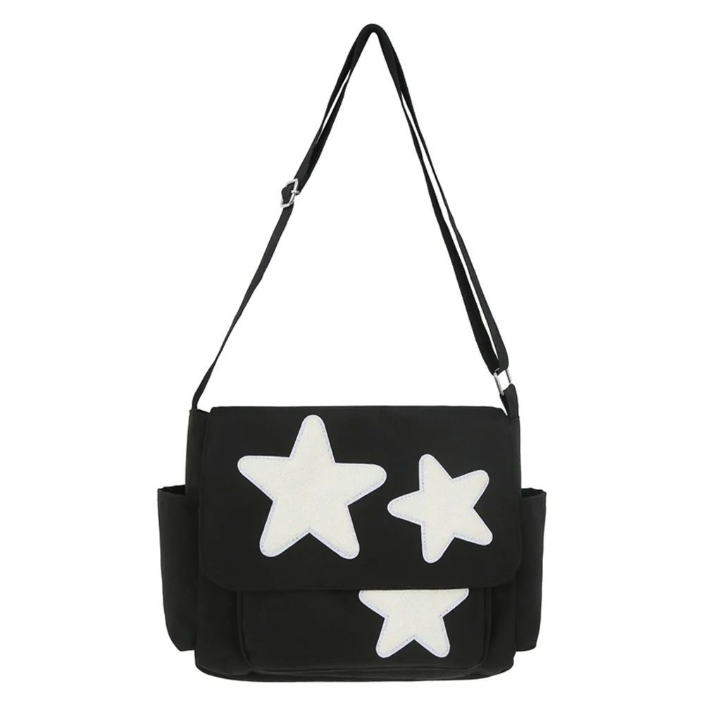 Женская школьная сумка для книг с боковыми карманами Y2K Star Messenger Bag Стильная сумка-саквояж большой вместимости для путешествий на открытом воздухе