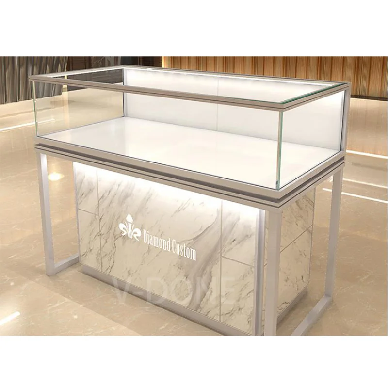 [Customized]Jewelry Store Furniture Interior Design Display Glass Showcase Stainless Steel Jewellery Cabinet Showroom Displ