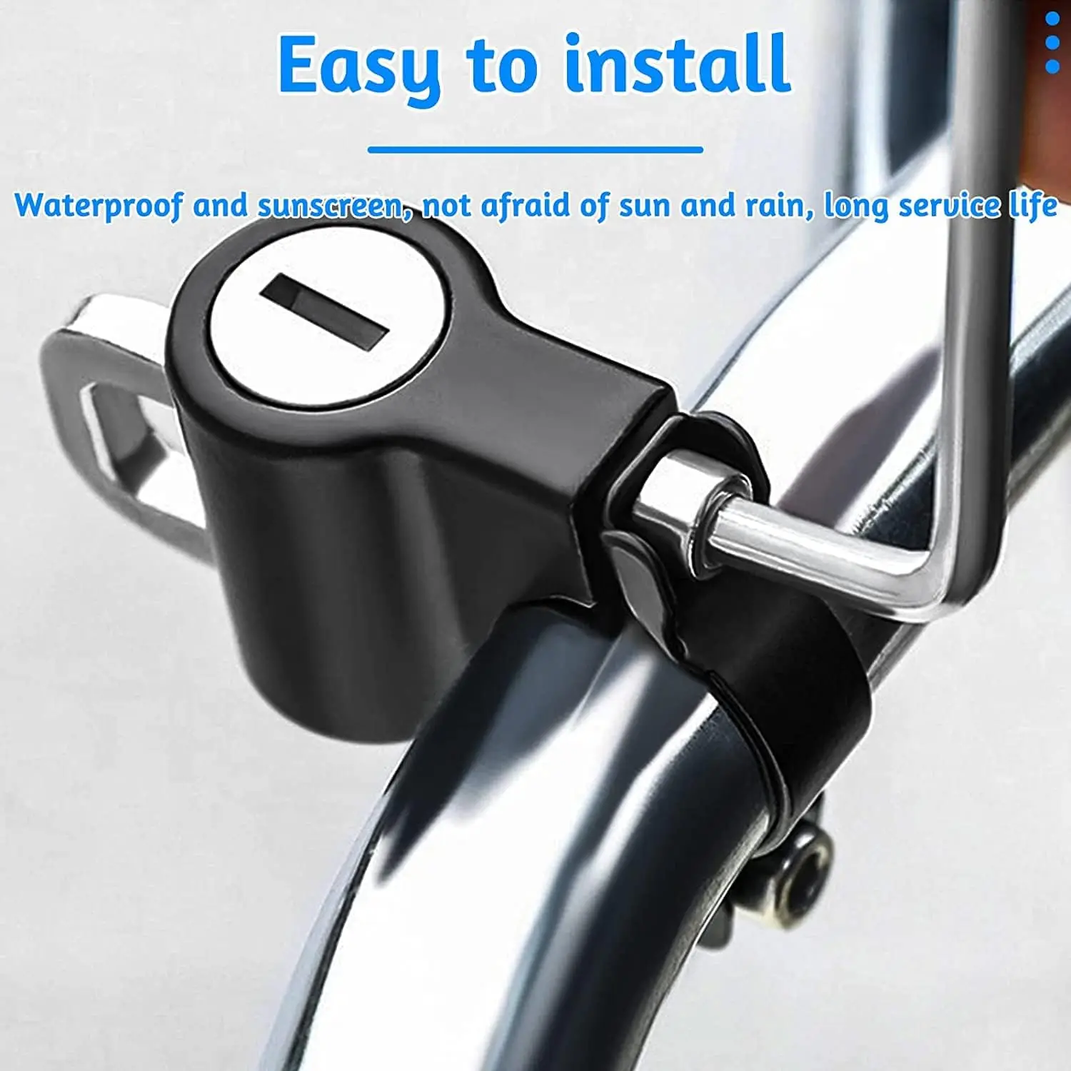 Universal Motorcycle Helmet Lock Anti-Theft Electric Security Fixed Lock Multi-Function Metal 22mm-26mm Black with 2 Keys for Bi