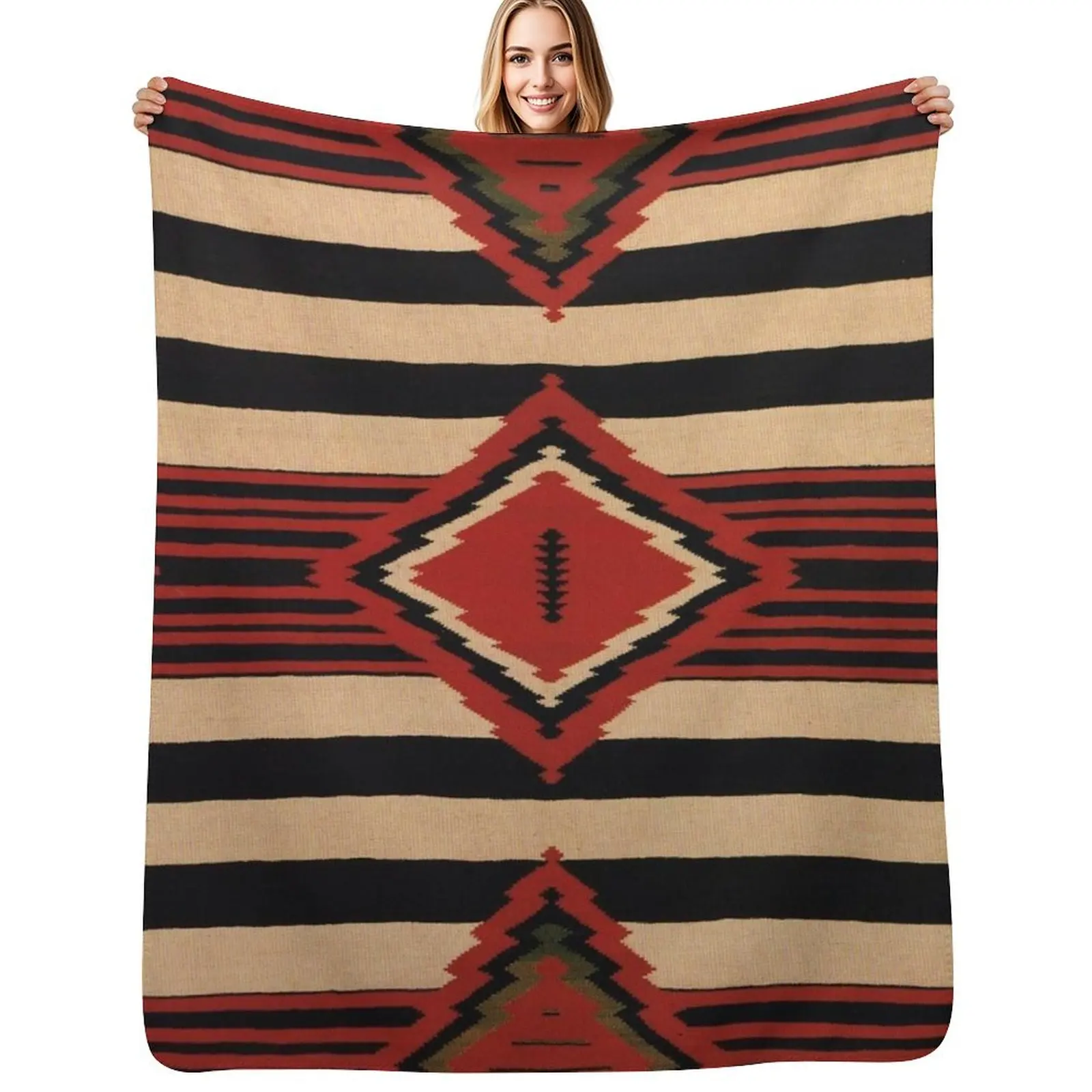 

Navajo Textile / Native American Weaving pattern 14 Throw Blanket Summer Cool Breathable Blanket for Sleeping