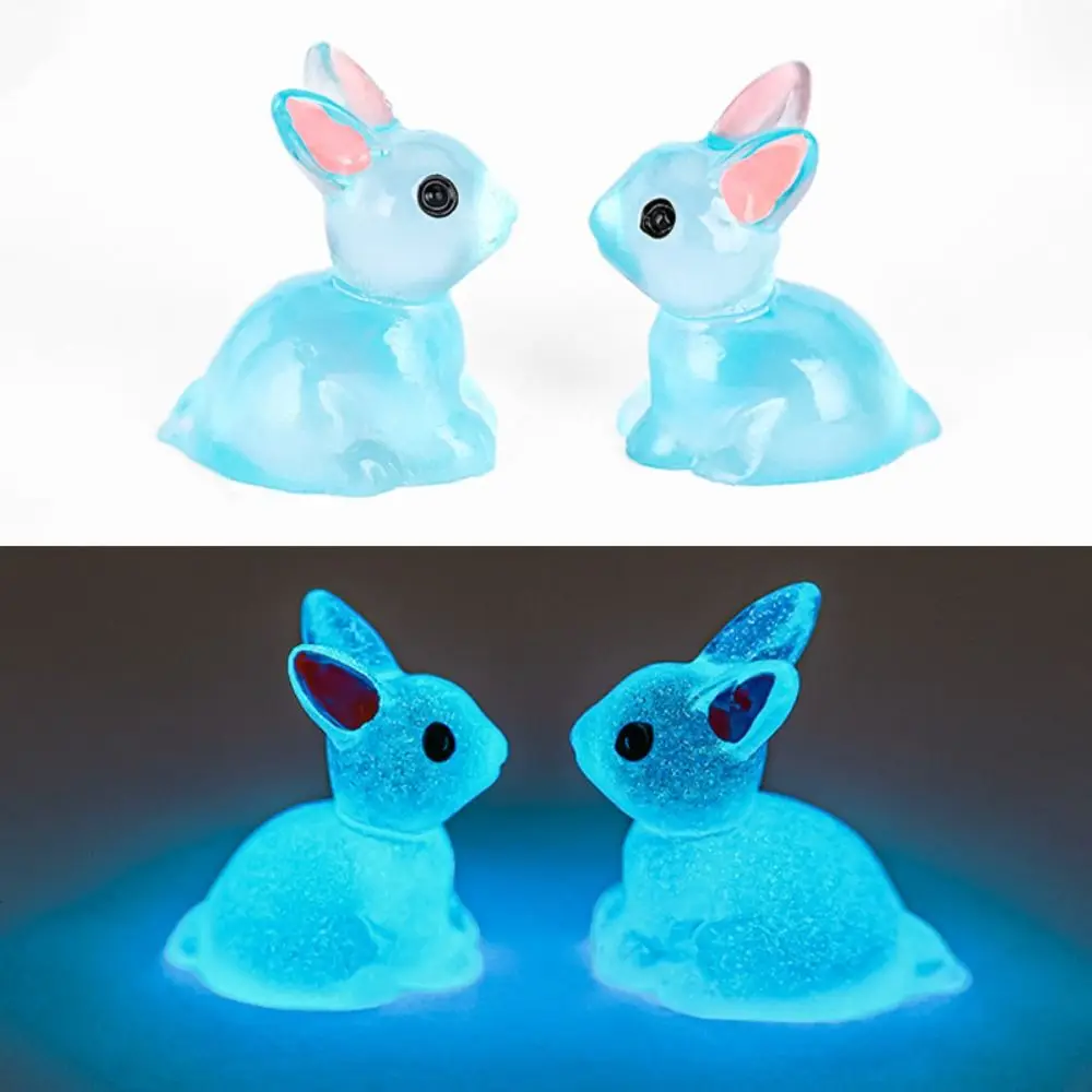 Luminous Rabbit Decoration Microlandscape Gardening Crafts Mini Bunnies Ornaments Home Decoration Cute Miniature Figurines ﻿