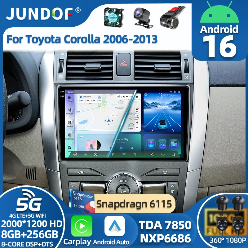 

Android 16 Car Radio 4G+WIFI for Toyota Corolla E140/150 2007 2008 2009 2010 2011 2012 2013 Multimedia Player 2 Din DVD Speakers