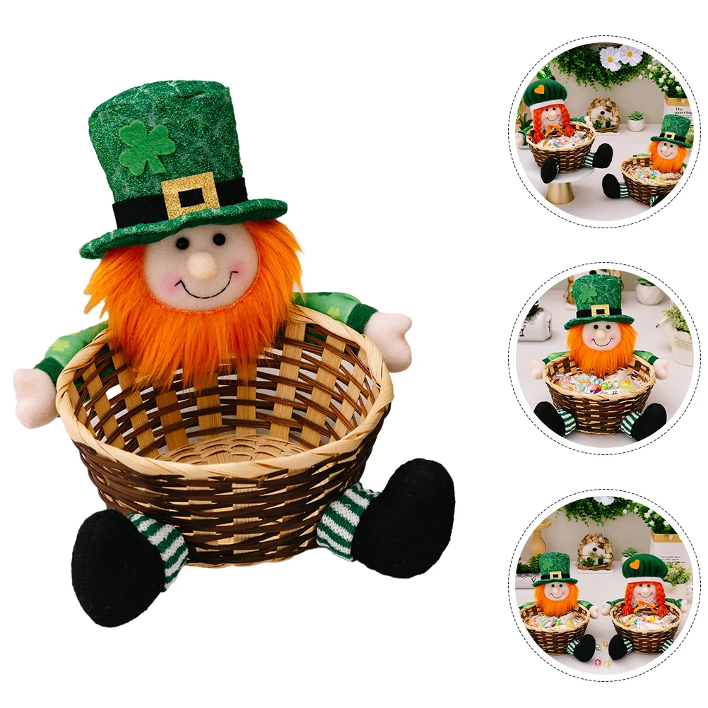 

Green Leaf Festival Candy Basket Snack St Patrick's Storage Chains Decorate Day Cloth Party Favor Man Butterscotch