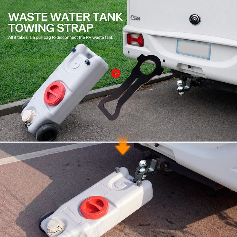 

RV Portable Waste Tank Tow Strap, Heavy Duty Tote Tank Hitch Adapter for Caravan, Universal Camper Sewage Tank Towing Hook