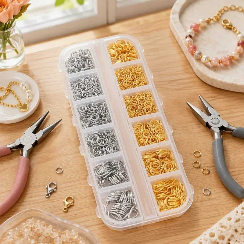 Mixed Sizes Jump Rings Set Gold Silver Open Split Rings
