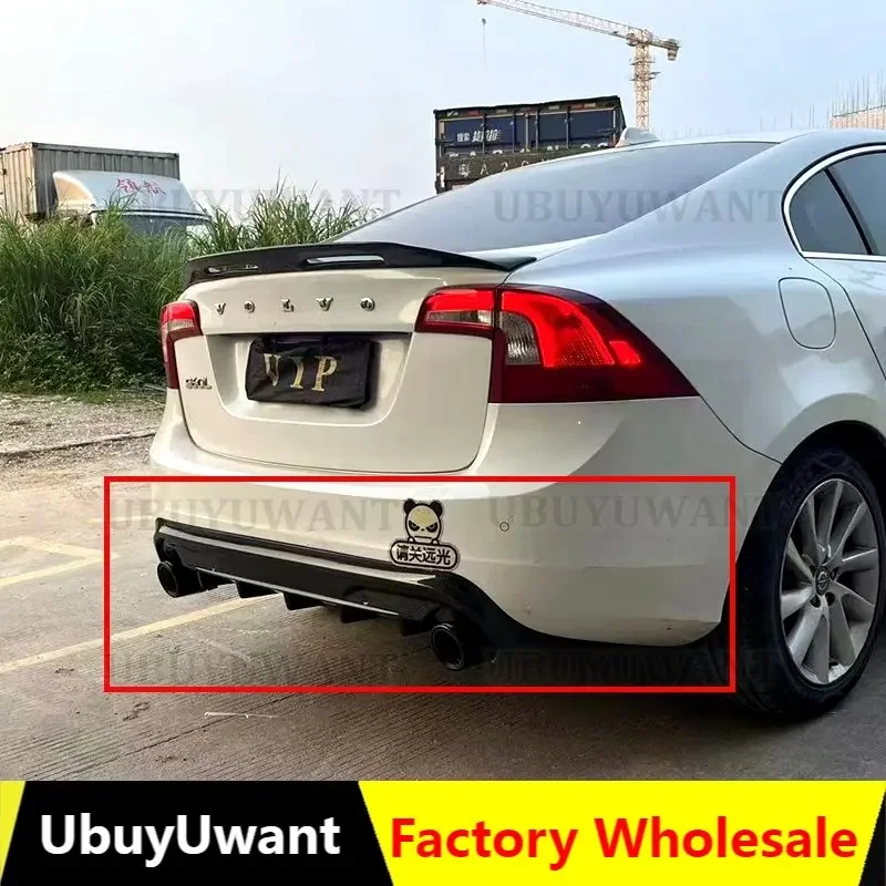 

ABS REAR BUMPER TRUNK LIP SPOILER DIFFUSER with Exhaust Tips For VOLVO S60 V60 2014-2016 VOLVO V60 S60