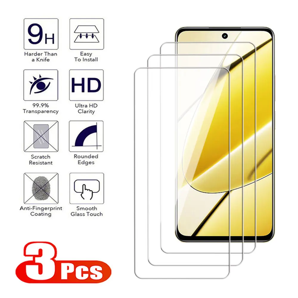 3Pcs 100D Full Cover Tempered Glass For Realme 11 10 9 8 Pro Plus 4G 5G Speed Screen Protector Transparent Protection glass Film