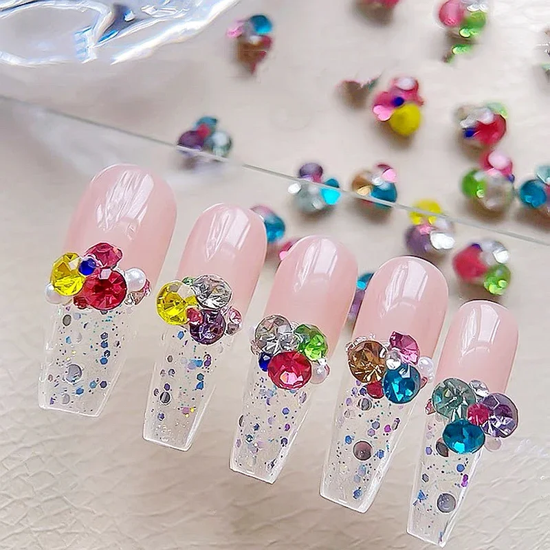 Breloques en strass à paillettes 3D pour Nail Art, 10 pièces, diamants en cristal empilés, pièces de bijoux, accessoires pour manucure, fournitures pour ongles