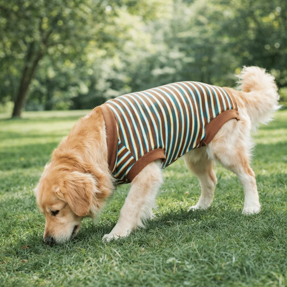 

Striped Dog Sterilization Suit Washable Comfortable Fleece Anti-Licking Vest Warm Post-Operative Suit Weaning Period