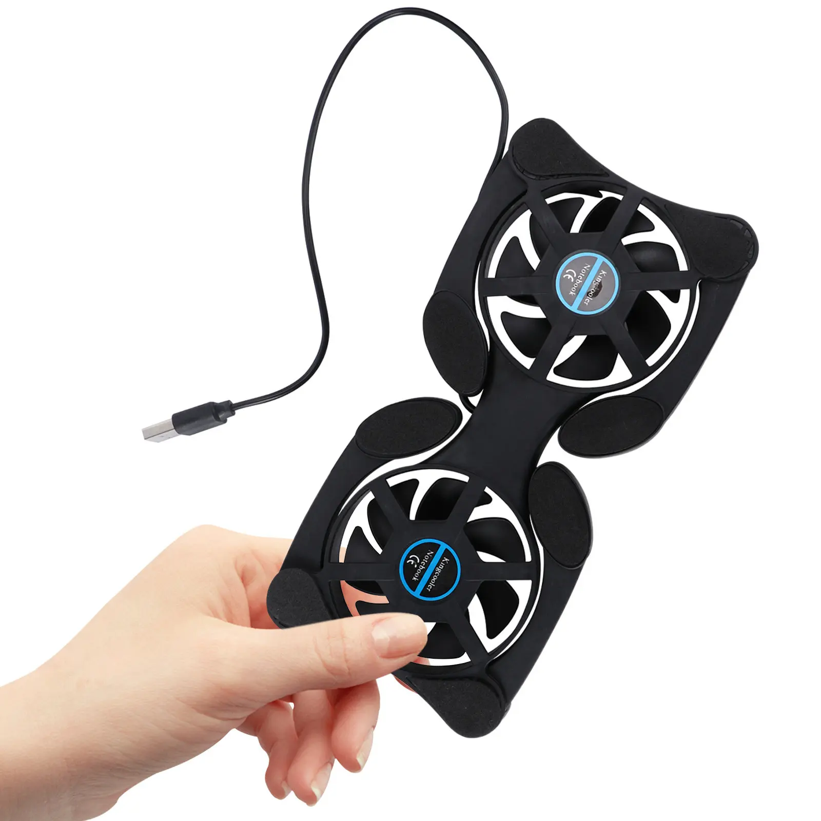 

Laptop Cooler Fan Pad Portable Foldable USB Powered 70Mm Dual Fans Cooling Mat for Notebook Heat Dissipation Low