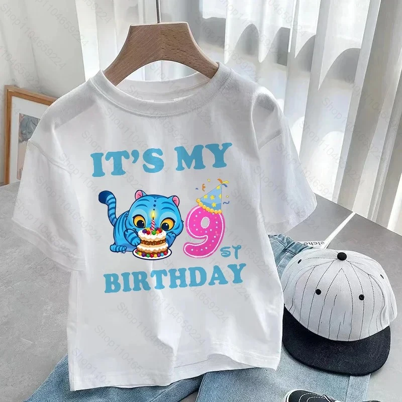 إنه بلدي 3 4 5 6 7 8 9 سنوات عيد ميلاد الفتيات الفتيان الكرتون K-Pop شيطان النمر الصيادين لطيف الاطفال ملابس الأطفال طباعة تي شيرت #5