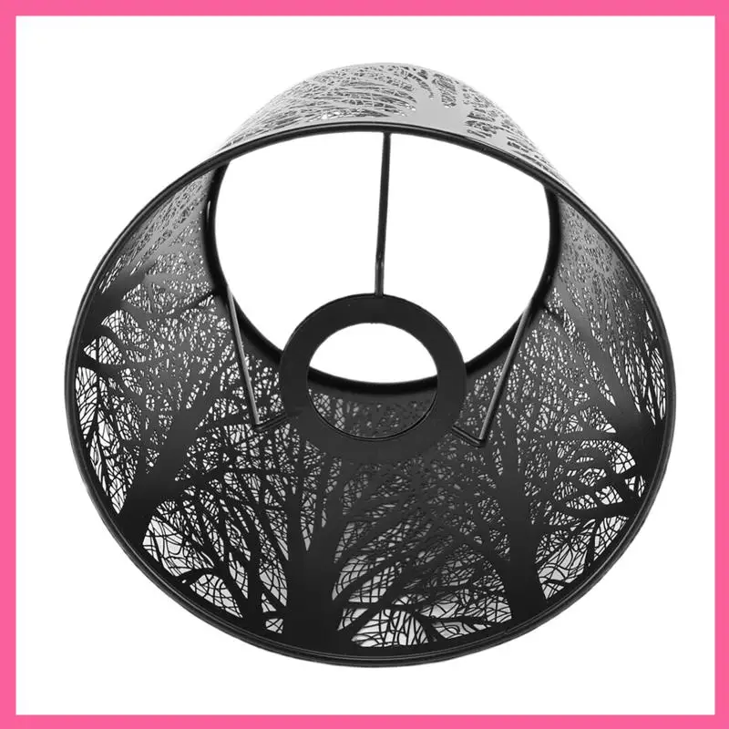 ABNM Small Lamp Shade,Barrel Metal Lampshade With Pattern Of Trees For Table Chandelier Wall Lamp