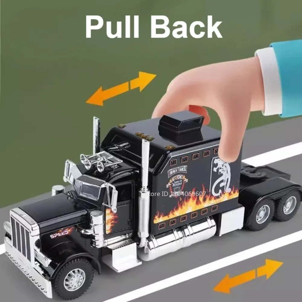 1:24 peterbilt 389 caminhão de brinquedo modelo carro diecast portas de metal aberto tratores veículos modelos som luz puxar para trás presentes para criança