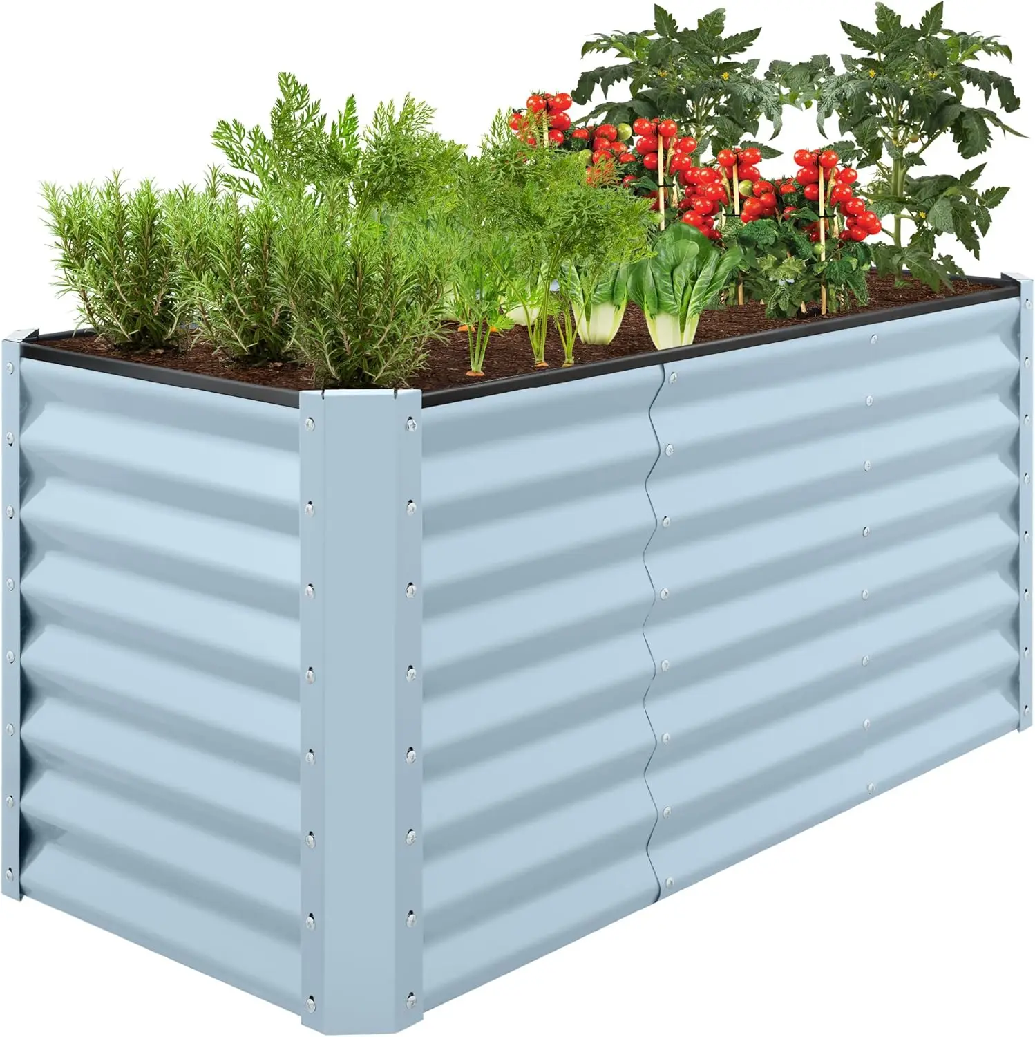 

4x2x2ft Outdoor Metal Raised Garden Bed Deep Root Planter Box for Vegetables Flowers Herbs w 119 Gallon Capacity Mist Blue