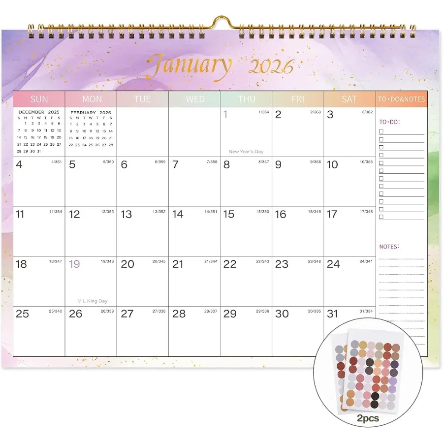 

2026 Calendar - Use Now to December 2026 -18 Monthly Wall Calendar 2026 11 x 8.5 Ihes.Thick Paper with Julian Dates and Block