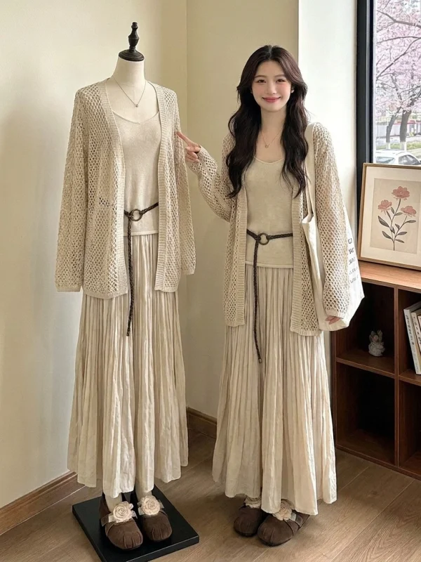 

Bohemian Large Size Women's Summer Fashion Set Vest Outerwear Cover up Three Piece Set Long Skirt Commute Style Casual Wear
