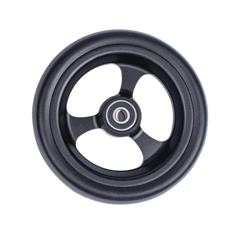 A pair of 5 inch wheelchair front wheels made of aluminum alloy with wear-resistant PU tires, high-speed, universal installation view 3