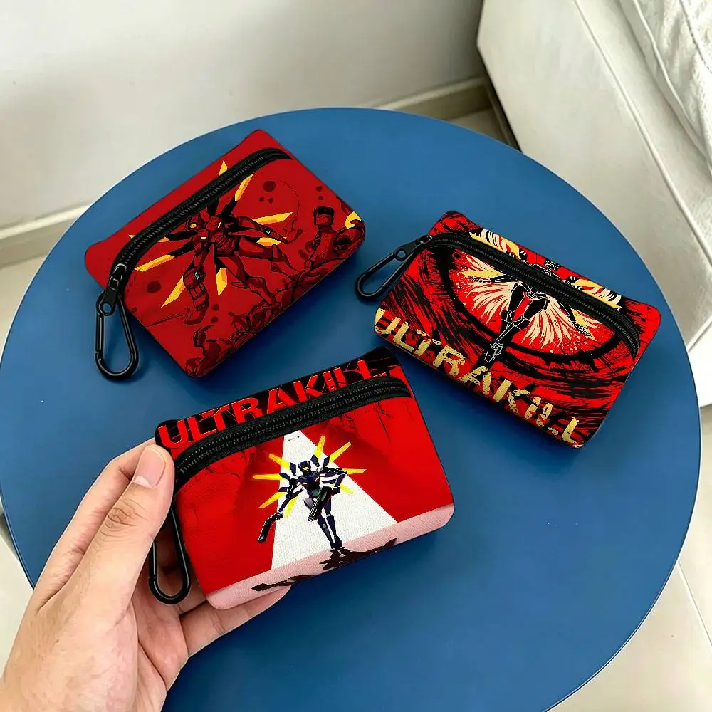 Anime Game U_ULTRAKILLs Portable Oxford Fabric Mini Wallet Carabiner Design Small Coin Bag For Cards Keys Earphones