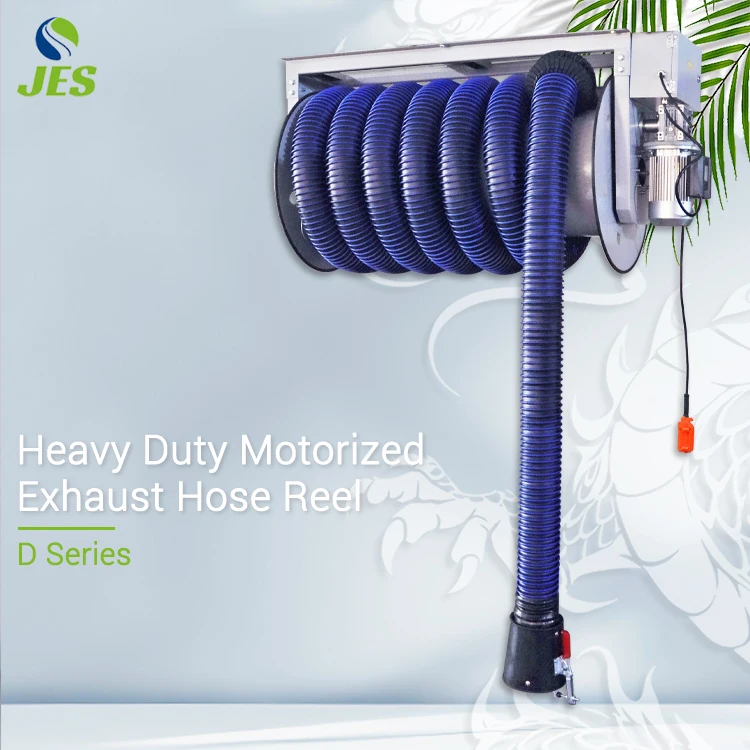 Heavy Duty Motorized Hose Reel Exhaust Auto Repair Garage