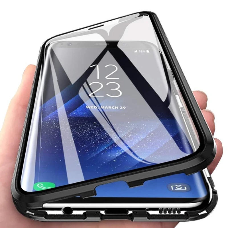 

360 Full Protection Metal Magnetic Case For Samsung A22 A32 A54 A71 A51 A33 A52 A13 A12 A53 S23 S21 S22 Double-sided Glass Case