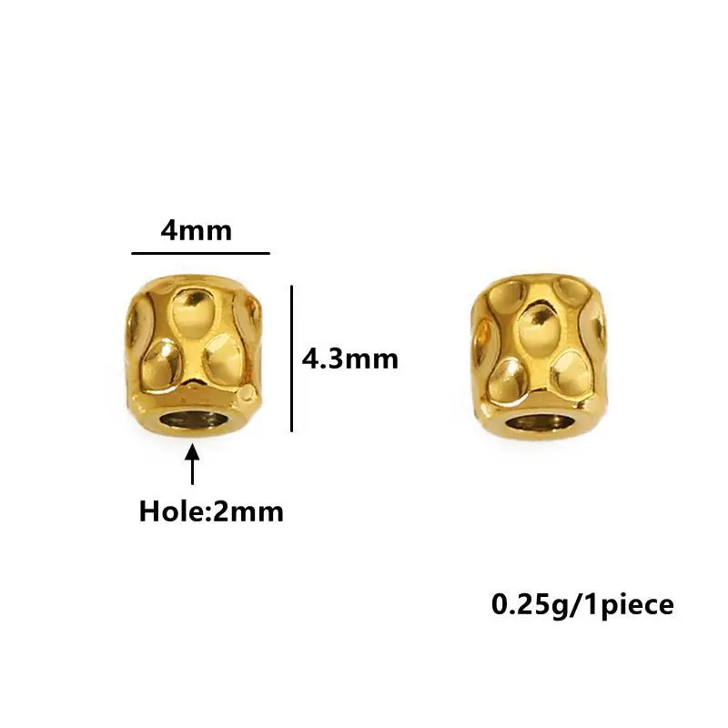 20pcs Stainless Steel PVD 18K Gold Plated 4mm Texture Beads Tuble Spacer Loose Beads for Bracelets Jewelry Making Accessories view 5