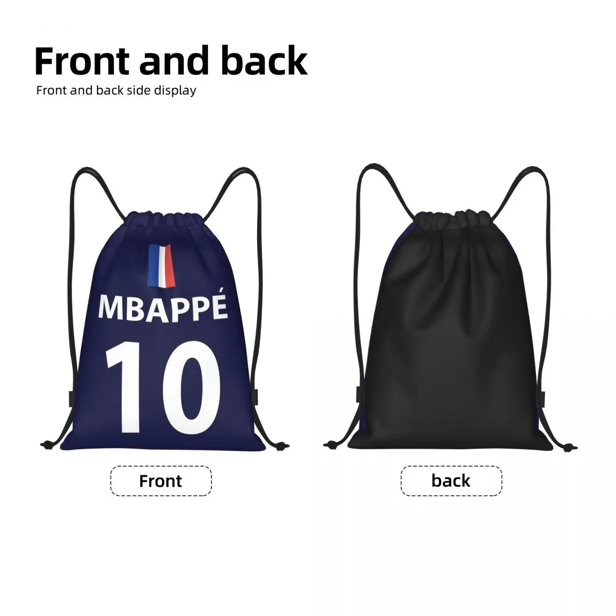 Custom KM Mbappes Soccer Drawstring Backpack Sports Gym Bag for Women Men French Flag Football Shopping Sackpack