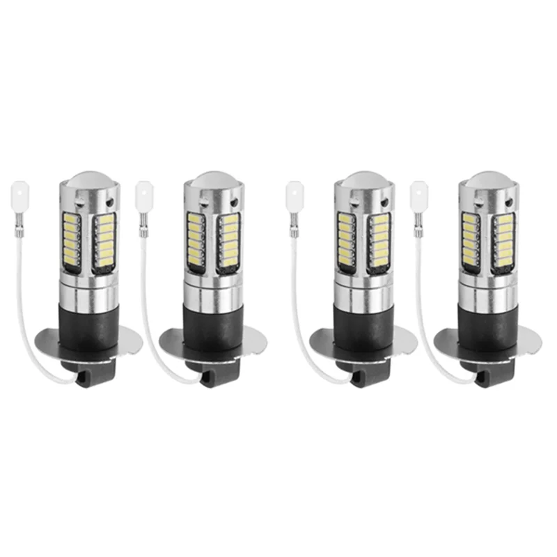 4Pcs H3 Super Bright LED Fog Driving DRL Light Bulbs Kit 6000K White