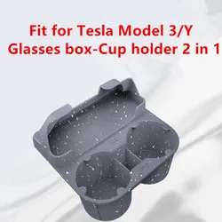 Misura per Tesla Model 3 Model Y custodia per occhiali portabicchieri 2 in 1 pezzo scatola portaoggetti per Console centrale auto