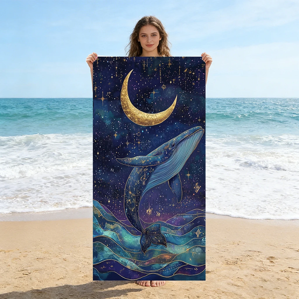 1pc Whale With Starry Sky Effect Beach Towel Large Quick-drying Towel Suitable for Beach Pool Yoga Towel Summer Gift for Friends