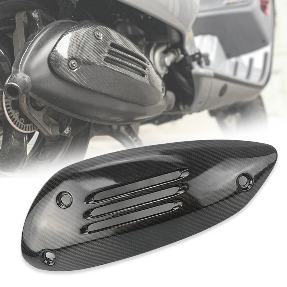 Motorcycle Real Carbon Fiber Exhaust Pipe Muffler Cover Insulation Heat Protector Shield For VESPA SPRINT PRIMAVERA LXV 150 ABS