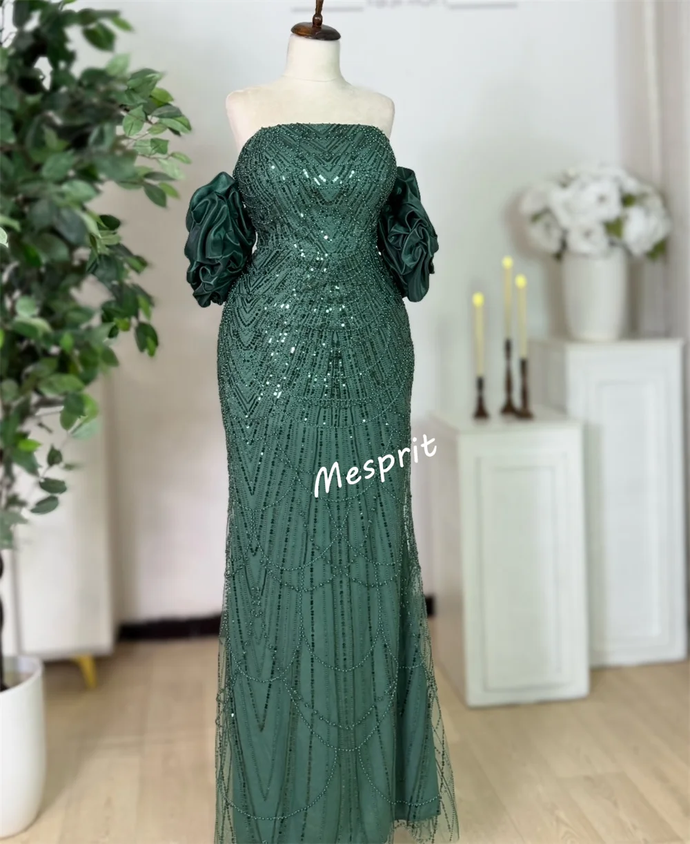 Customized Chiffon Sequined Beading Off-the-shoulder Trumpet Long Dresses Bespoke Occasion Women Luxury Evening Sparkle Party