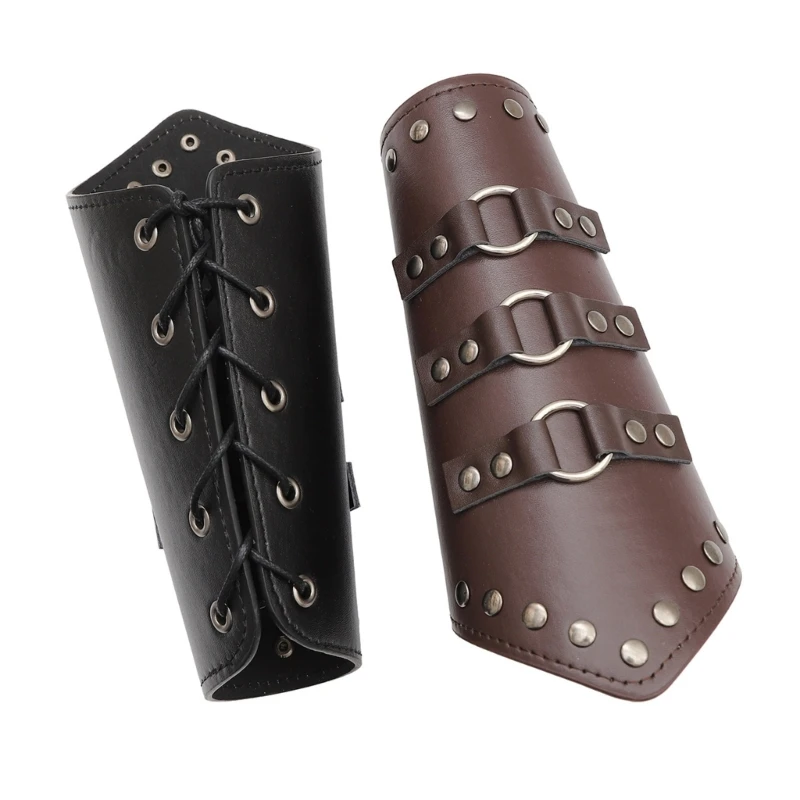 1 Pasang Knight Tantangan Vintage Pergelangan Tangan Bracer dengan Rivet Dekorasi Dewasa Bersepeda Pergelangan Tangan Penjaga