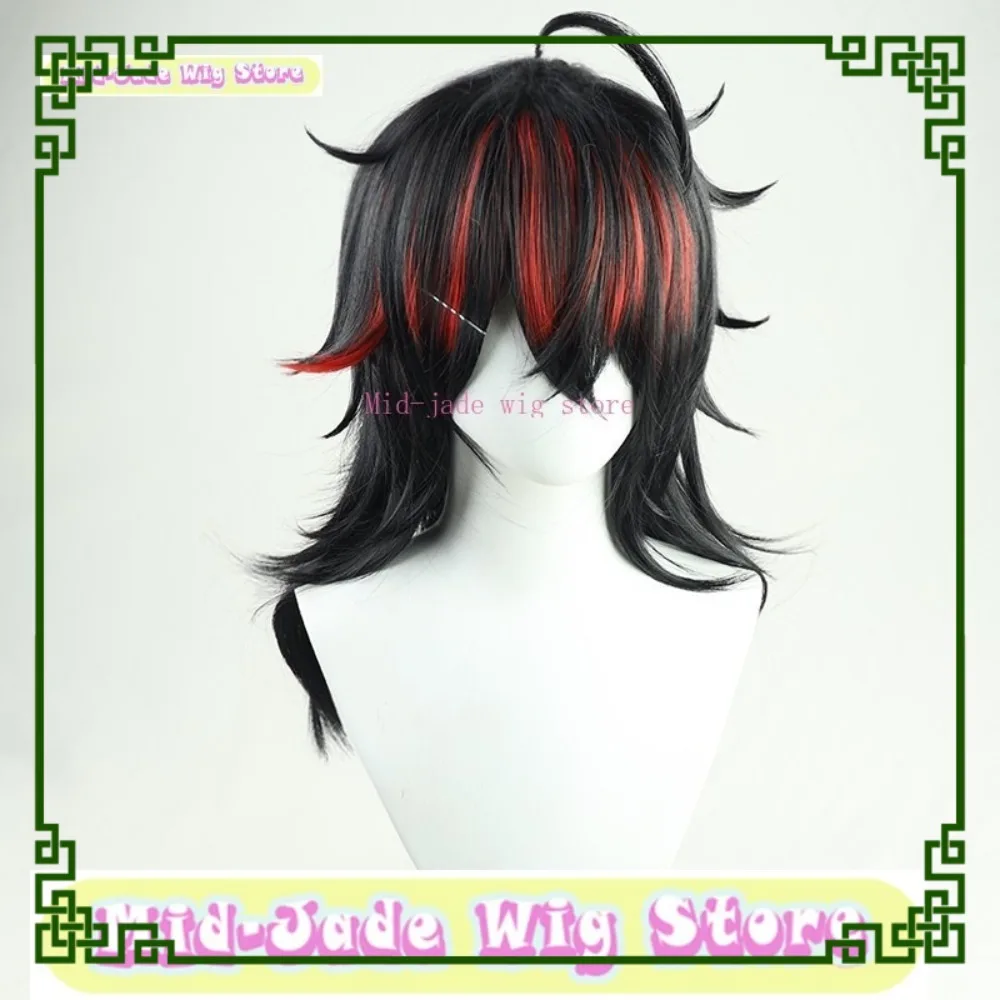 Peluca de jade medio Nigi Sangi EN Vox Akuma, peluca de Cosplay, juego de Anime, Cosplay negro, antirizado, accesorio de disfraz de Halloween, pelo sintético