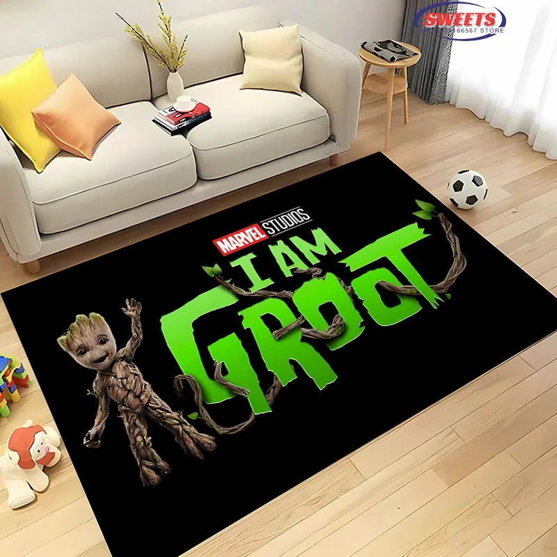 3D Printing Marvel Guardians of The Galaxy Groot Cartoon Carpet! Bedroom Floor Living Room Bed Mat,Non-slip Exquisite Home Decor