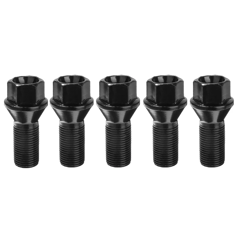 

5Pcs M14 X 1.25 Black Wheel Locking Lug Bolt Nut Steel 36136781151 For -BMW X3 X5 E70 E71 F20 F25 X5 X6