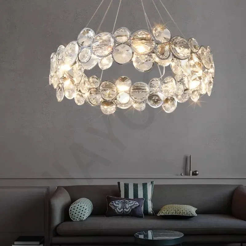 2024 New Nordic Style Chandelier Luxury LED Crystal Pendant Lights for Living Room Modern Lamp for Romantic Bedroom Dining Room