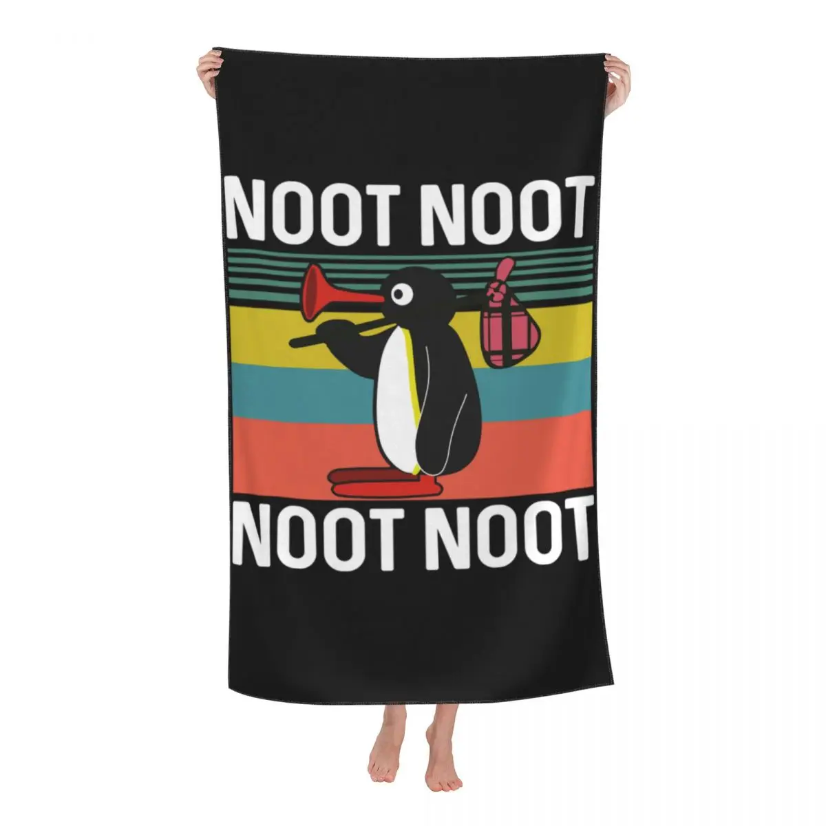 

Cute Pingu Noot Noot Beach Bath Towel Microfiber Cartoon Penguin Shower Sports Yoga Towels