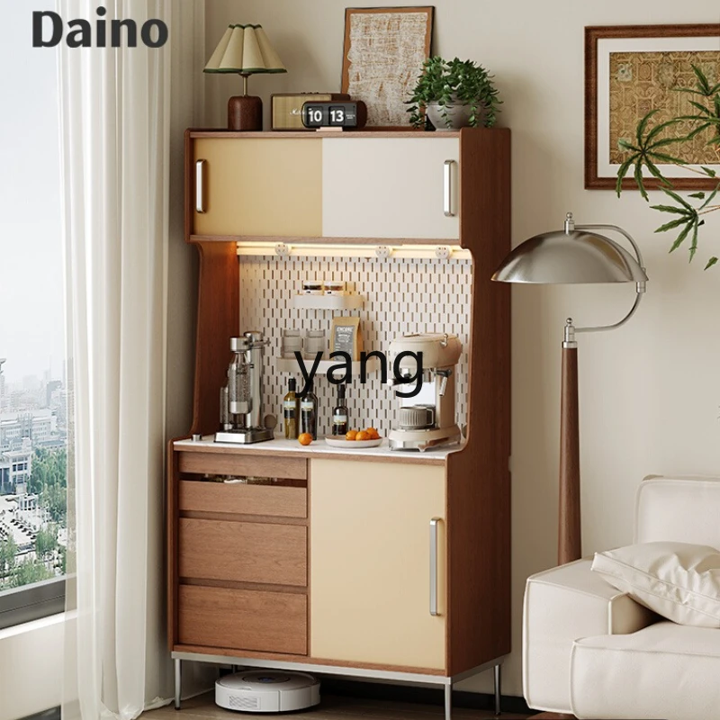 

LH retro dining side cabinet integrated storage water dispenser tea cabinet solid wood medium antique light luxury
