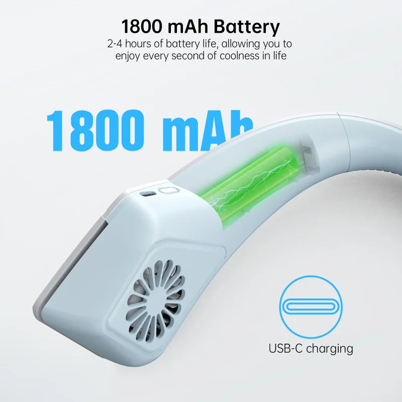 2026 New Hanging Neck Fan Mute Long Battery Life Leafless Fan High Value Fashion Brushless Motor Charging Fan image 5