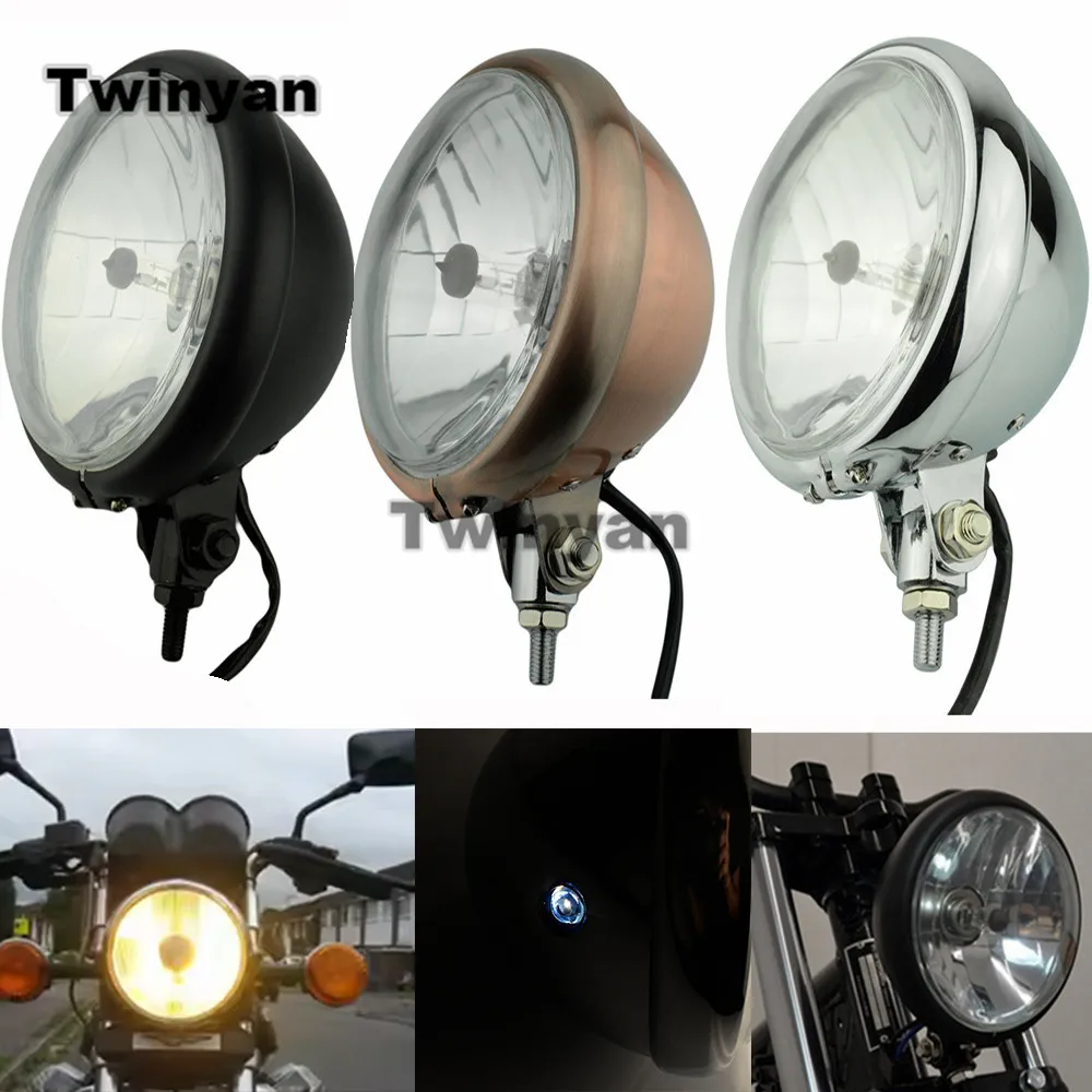 

5.75" Lens Universal Motorcycle Headlight H4 Retro Fog Light Auxiliary Light for Harley Touring Dyna Street Electra Glide