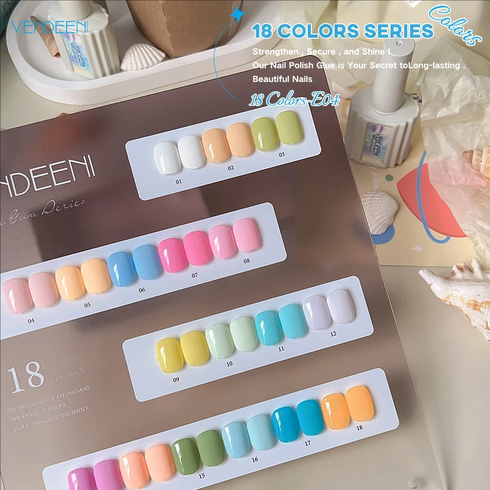 Vendeeni uv gel nail supplies solid colors 18 colors nail polish set Non-toxic uv gel polish organic private label custom logo