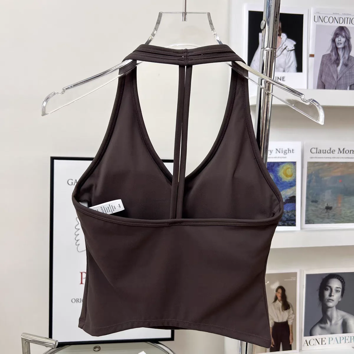 Atmungsaktive Sport-BH-Polster für Damen, Push-up-BH mit hängendem Hals, sexy Sport-Weste mit offenem Rücken, Yoga-Tanktop, Fitness- und Trainings-Top für das Gym – Detail 9