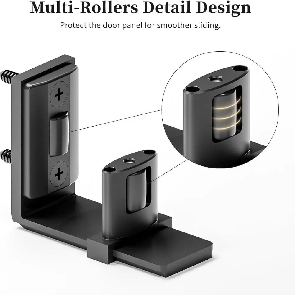 Wall Mounted Door Floor Guide Smooth Nylon Rollers Sawtooth Design Adjustable Floor Guide Space Saving Black Color