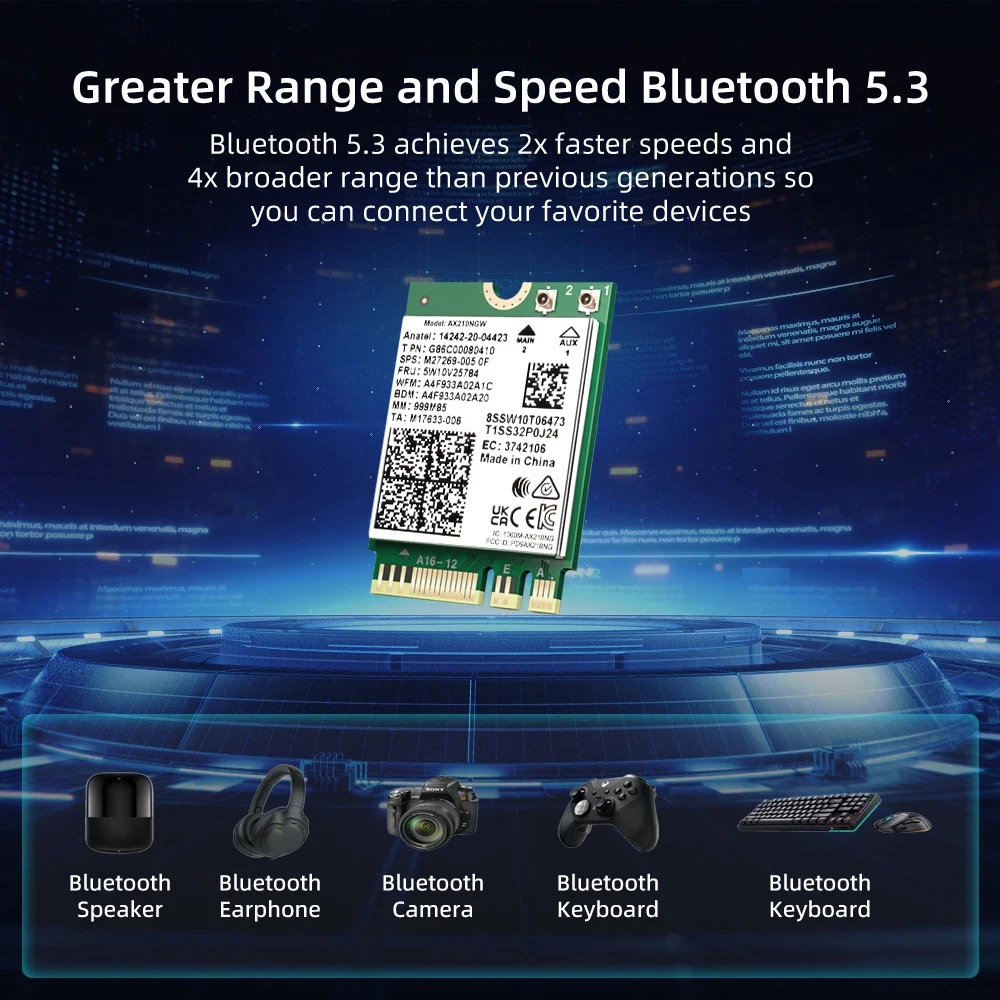 Tri Band WiFi6E AX210 Wireless 2,4 Gbit/s Bluetooth 5.3 802.11AX Wireless Wi-Fi 6 AX210 Für Intel AX210NGW M.2 NGFF Wlan WiFi Karte – Detail 3