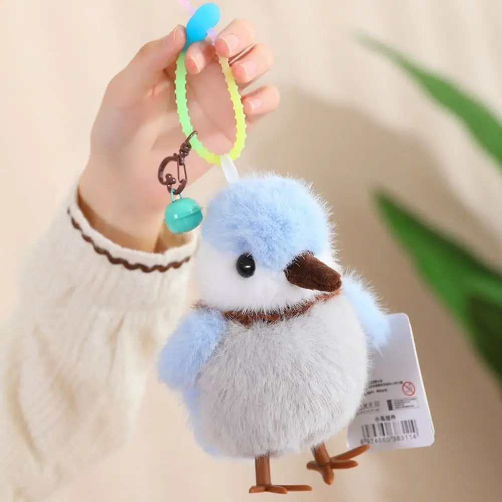 Mochila pendurado azul tit pássaros pingente de pelúcia plushies fofo birdie boneca chaveiros macio dos desenhos animados papagaio boneca de pelúcia presente de natal