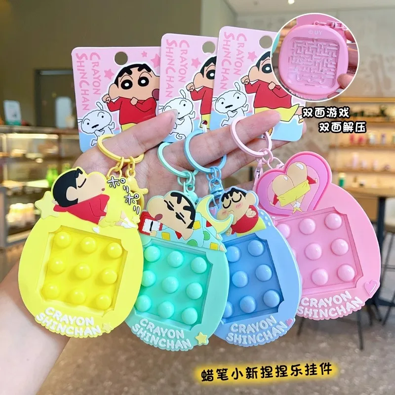 Crayon Shinchan Decompression Cute Keychain PVC Statue Action Figurine Desk Collectible Anime Model Toys Figures Gift