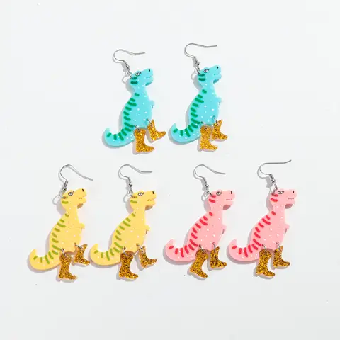 Funny Acrylic Glitter Big High Heels Dinosaur Drop Earrings for Women  Lovely  Animal  Dangle Earrings Women's Accessories Gifts