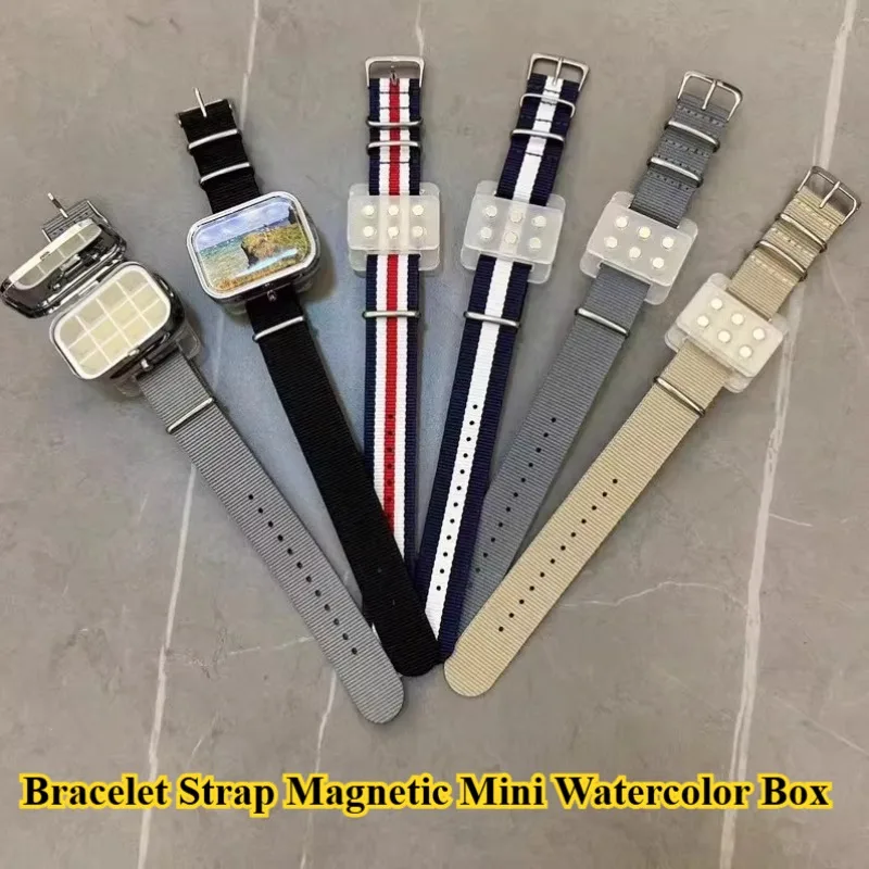 

Магнитная мини-коробка для акварельных красок в стиле браслета, уличная картина для рисования, акварельная упаковка, коробка для палитры, товары для рукоделия