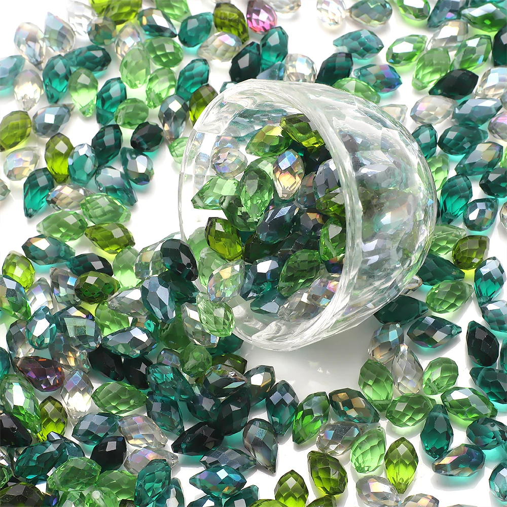 30 stks/partij Groen Kristalglas Facet Teardrop Losse Kralen Ambachten 8x13mm voor Sieraden Maken Ketting Kledingstuk DIY accessoires