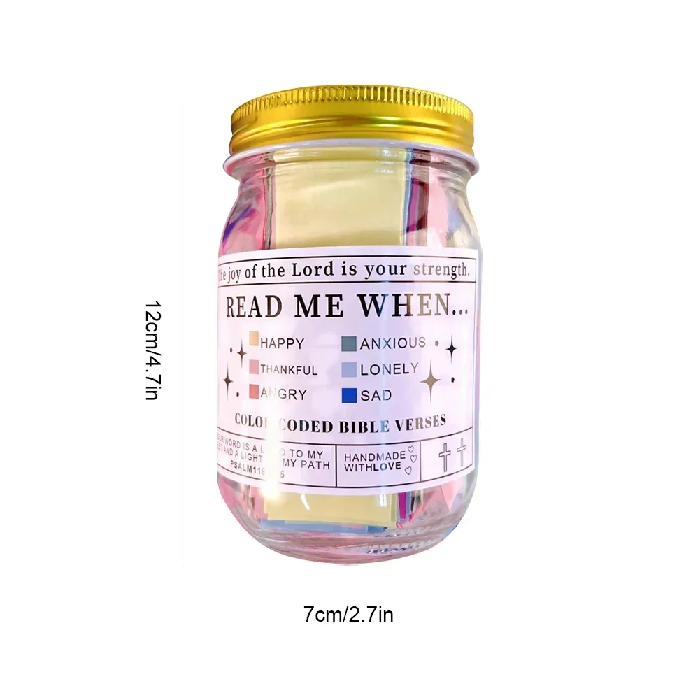 Christian Cards Jar Colorful Bible Verses Jar Different Moods Scripture Cards for Reading Christmas Gifts Emotions and Feelings